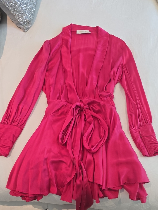 Zimmermann Dresses & Skirts - ZIMMERMAN Hot Pink Satin Wrap Dress